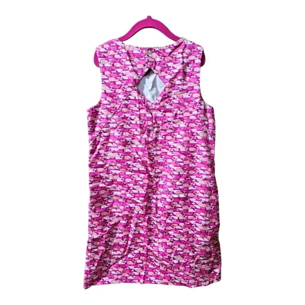 VINEYARD VINES Whale Print Diamond Back‎ Pink Dress - Size 8
